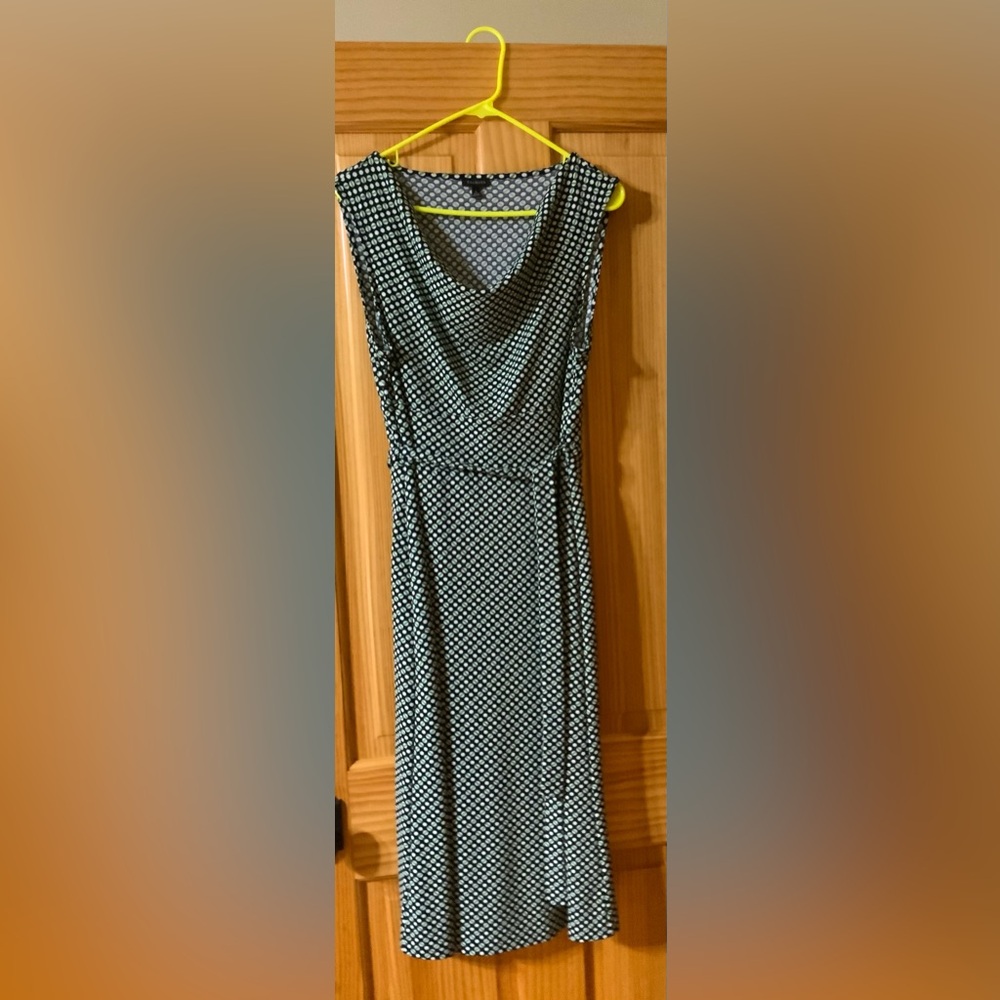 Talbots Black and White Geometric Midi Dress